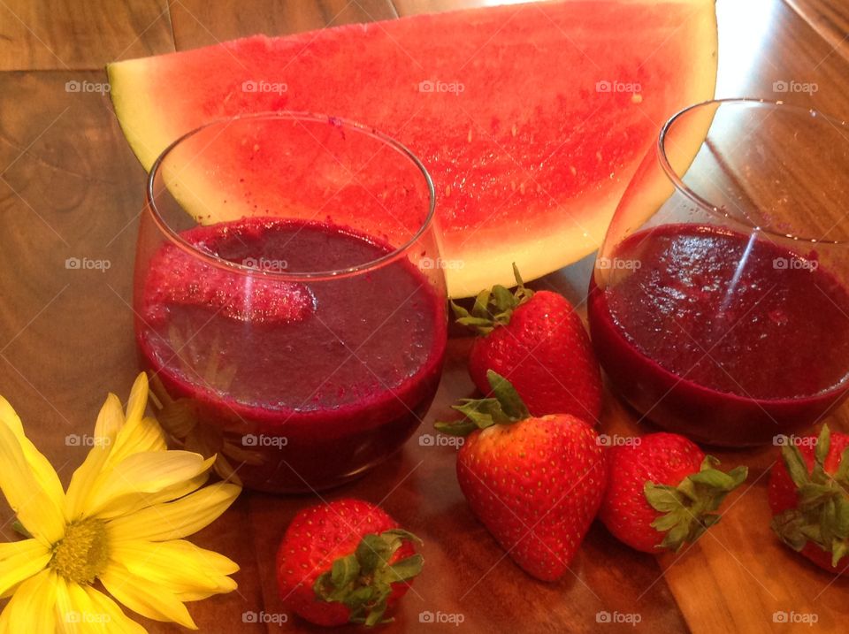 A watermelon and strawberry smoothie