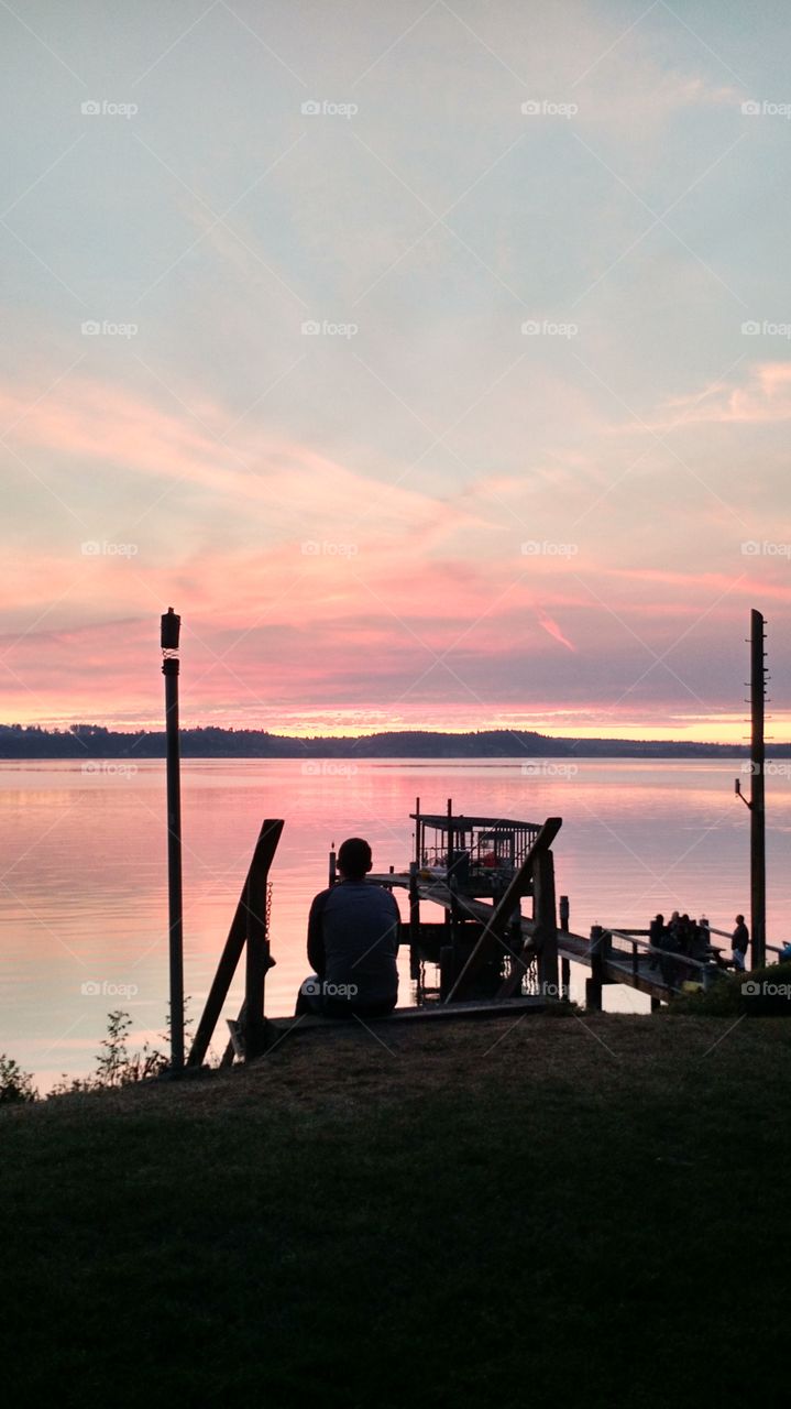 man enjoying sunset. Sequim Wa sunset