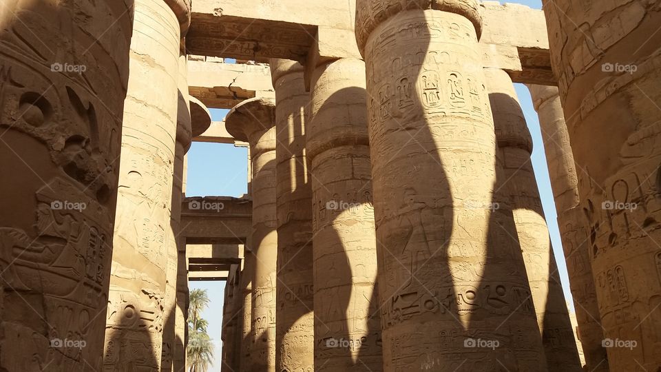 Close-up of historic columns