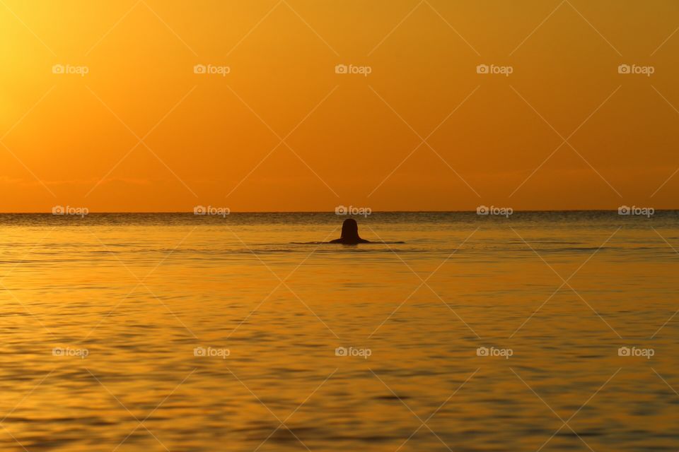 Swiming in sunset. In blacksea evening amazing