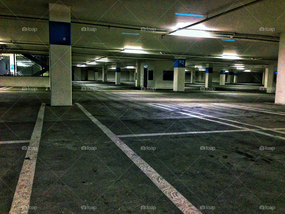 Lonely eerie deserted parking garage