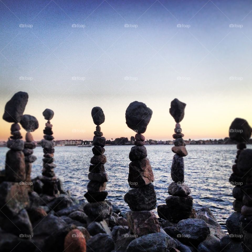Stack of pebble on coastline