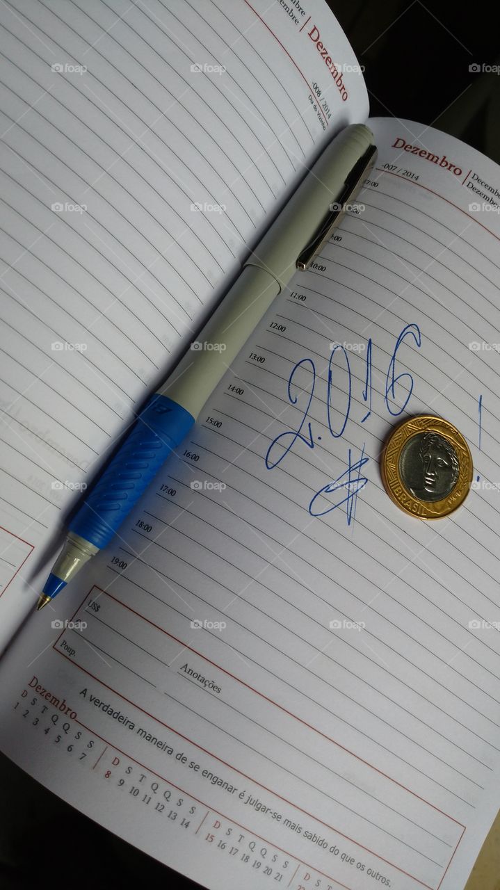 Contabilidade, novo ano; 2016. New year. Agenda...