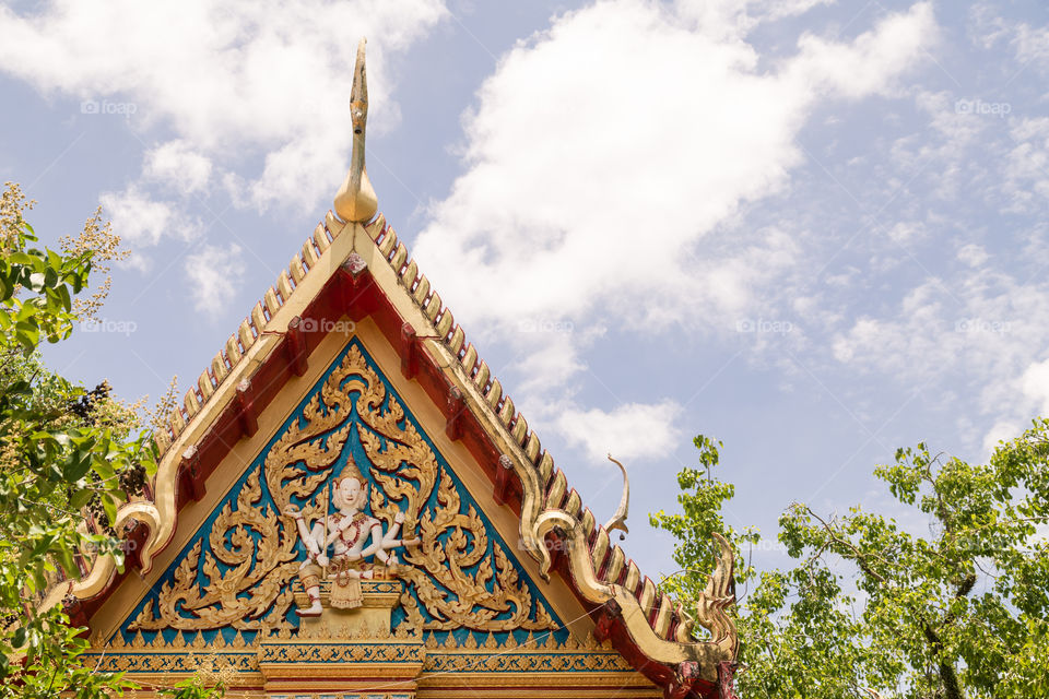 Traditional buddha temple in Thailand, Phuket 