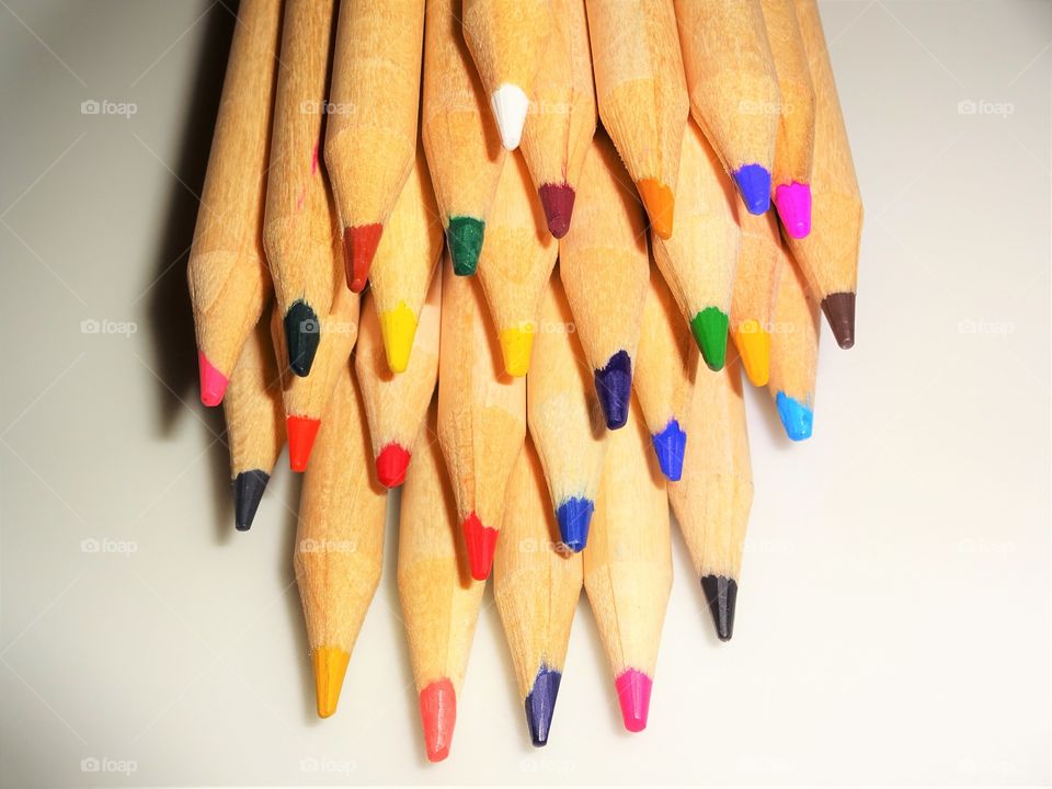 Coloring pencils on white background