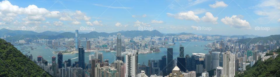 View of Hong Kong harbour from Victoria (the) Peak