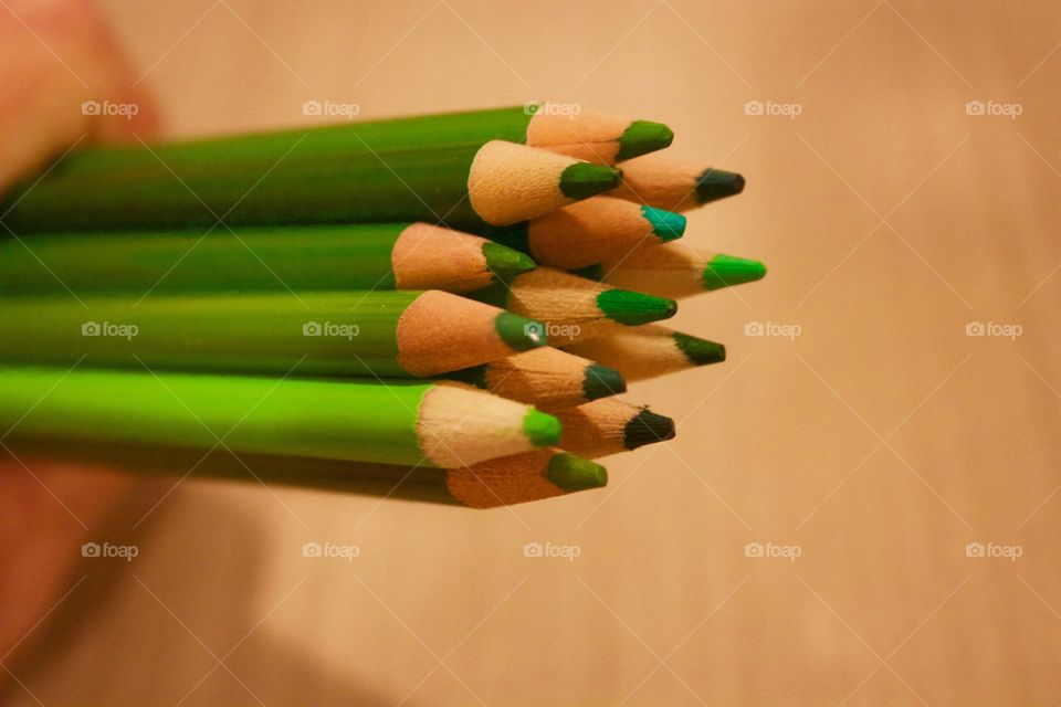 Green colored pencils