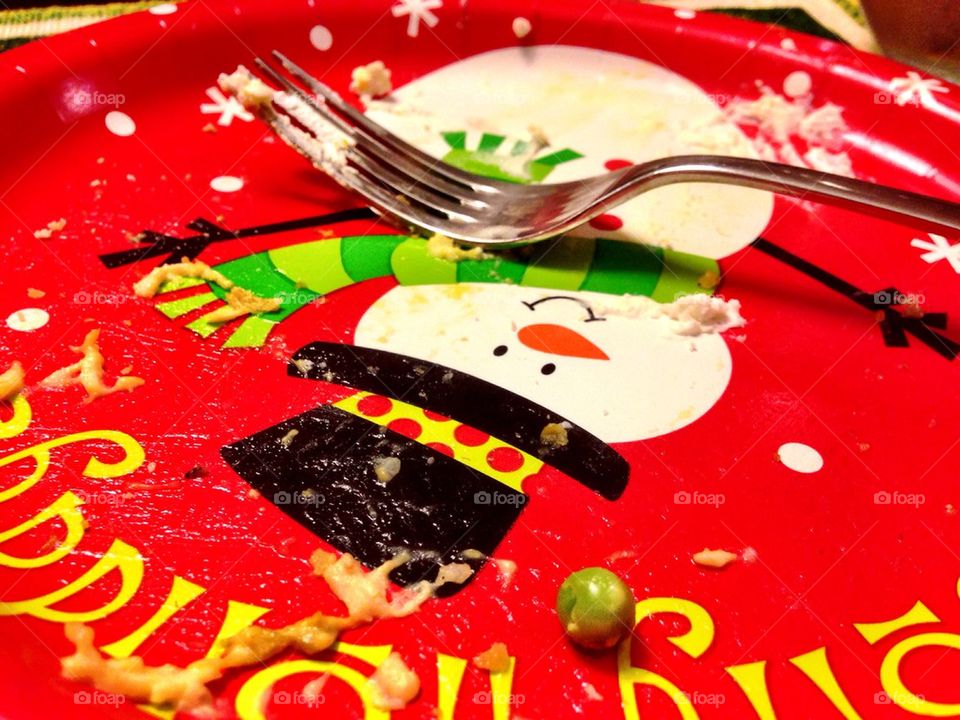 Christmas paper plate with fork