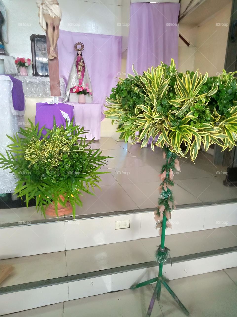 MINI CHAPEL IS BEING PREPARED AND CLEANED FOR UPCOMING CATHOLIC MASS