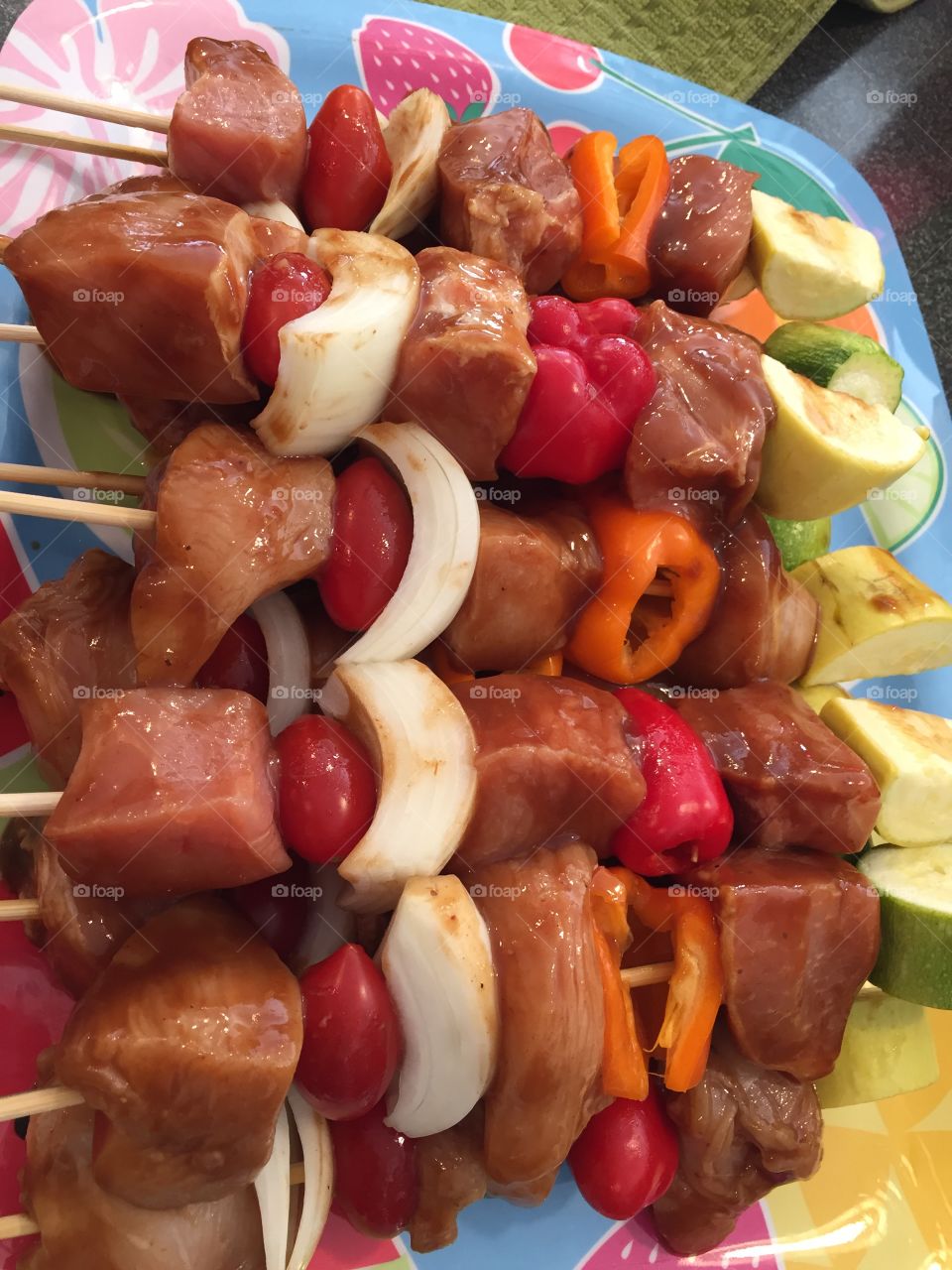 Close-up of food on skewer