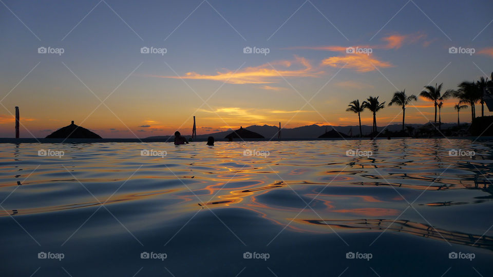 View of beach during sunset