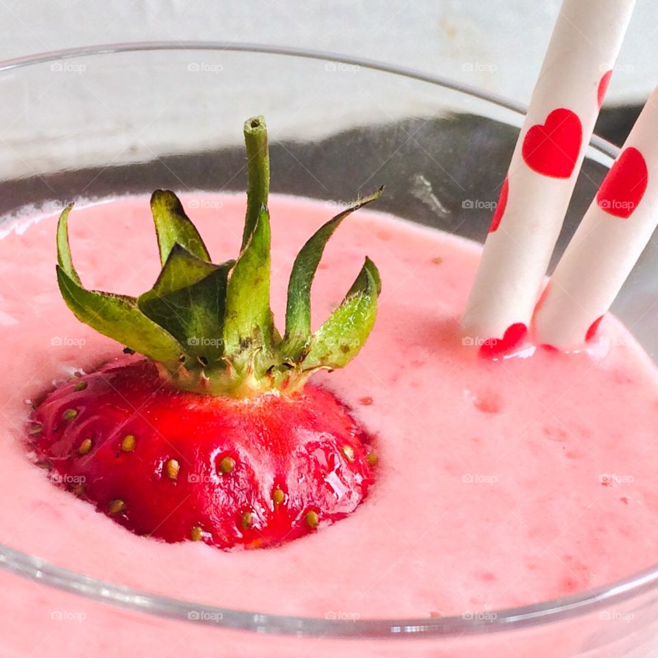 Strawberry smoothie. Pink Strawberry smoothie