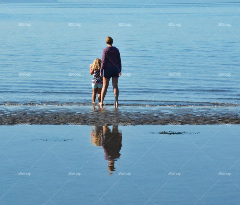 Mother and child at the beach