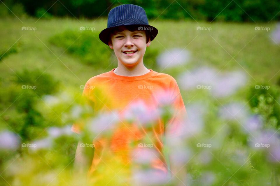 Boy enjoying nature 