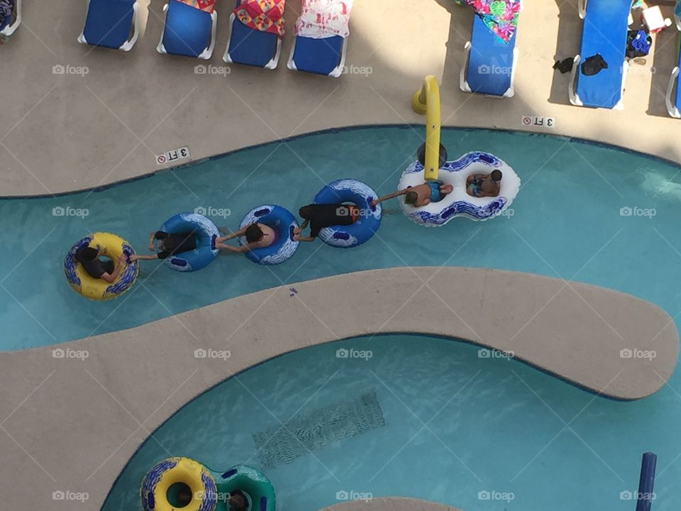 Pulling each other in the Lazy River at Myrtle Beach, SC