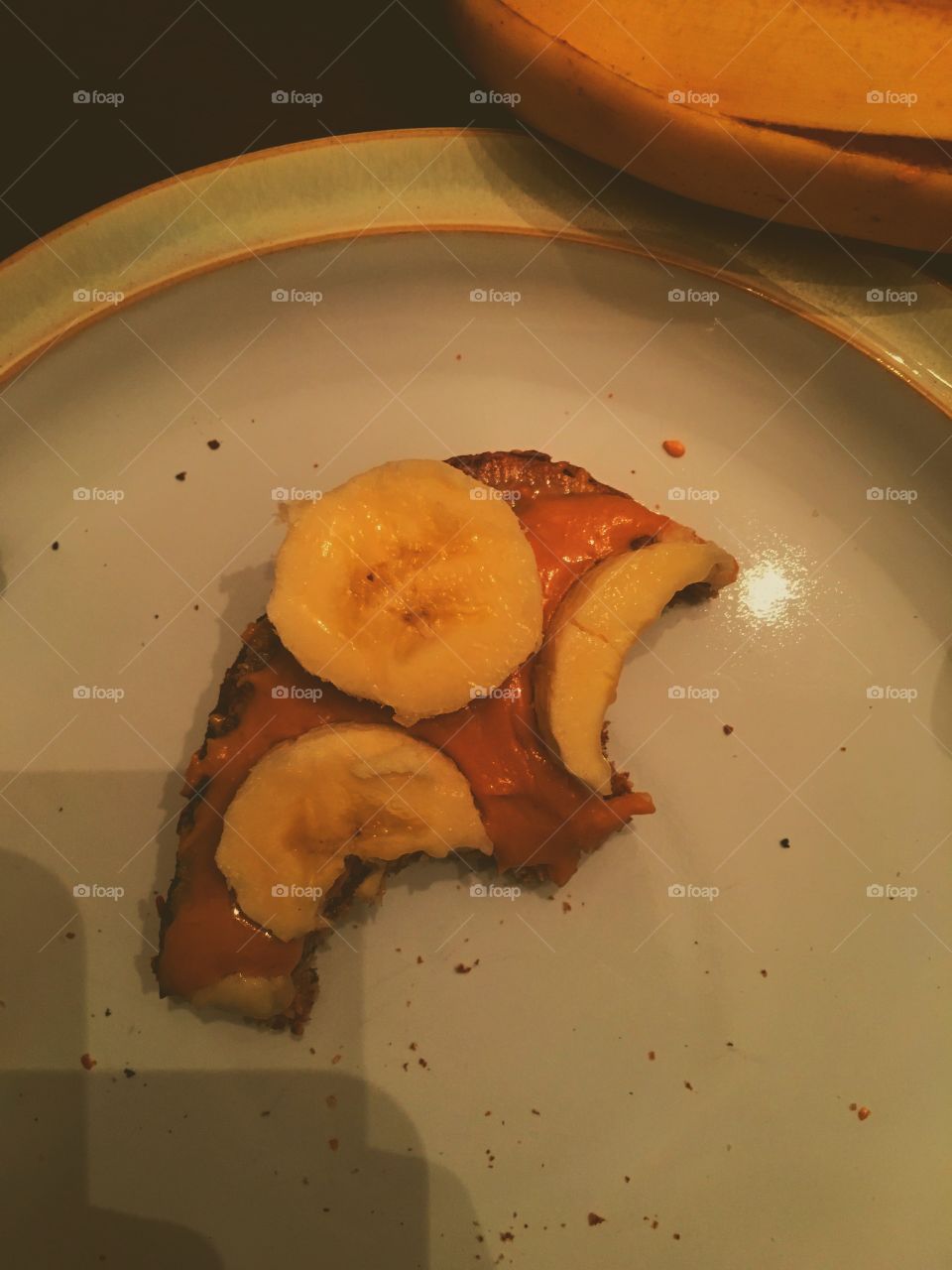 Peanut butter and banana whole wheat toast.