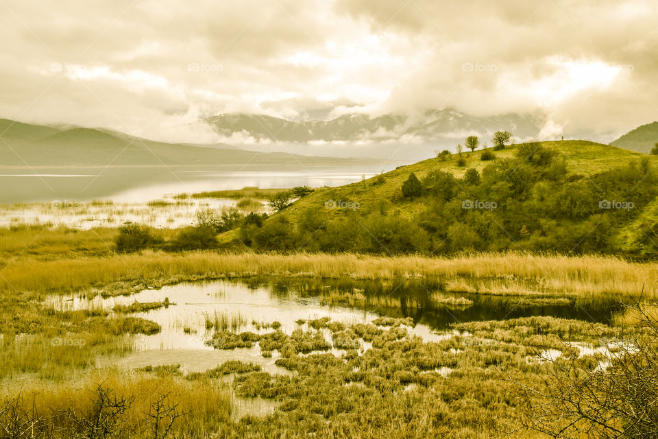 Lake Landscape At Prespes, Florina Region In Greece
