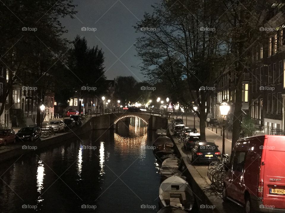 Amsterdam canals at night 