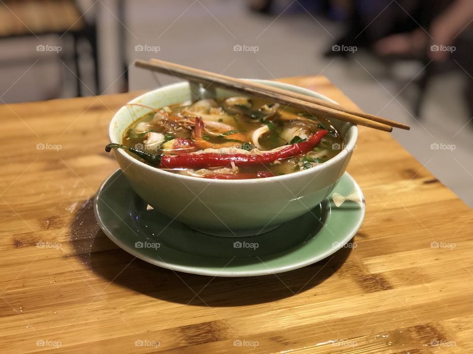 Seafood noodle soup Vietnam 