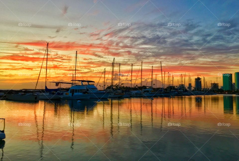 Sunset at the boat harbor