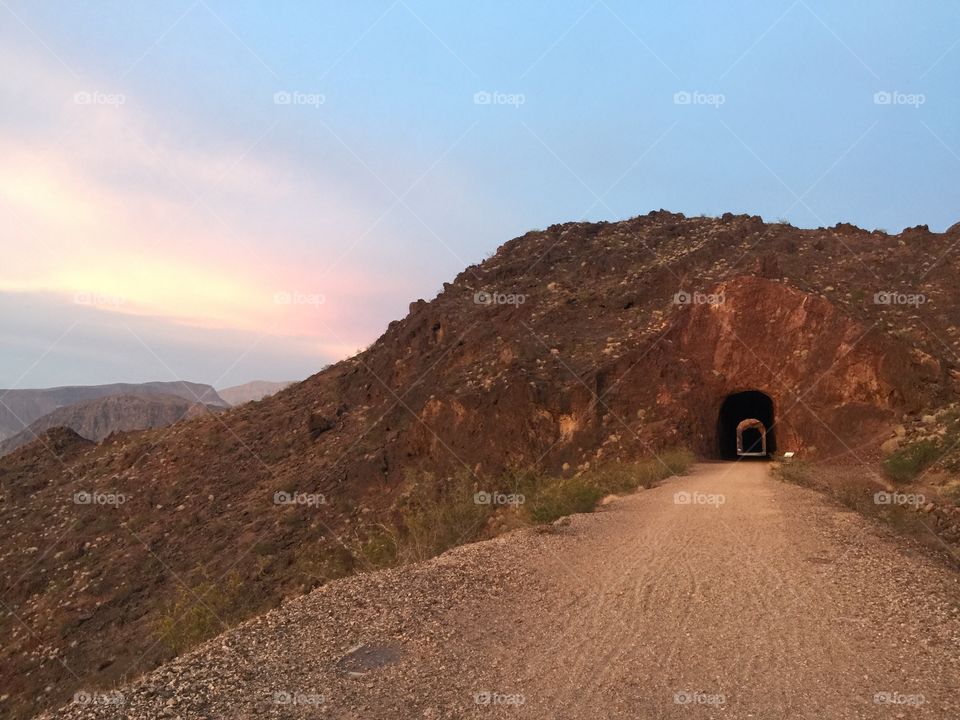 Old train tunnel in the desert. 