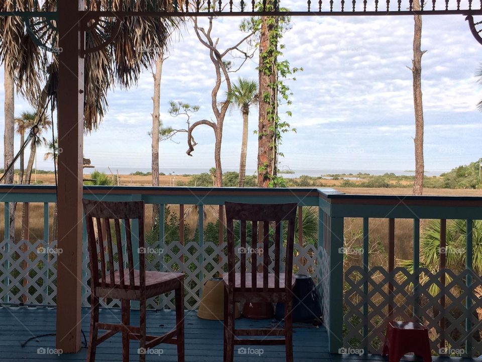 Time for coffee, over looking the wetlands leading to the Gulf of Mexico 