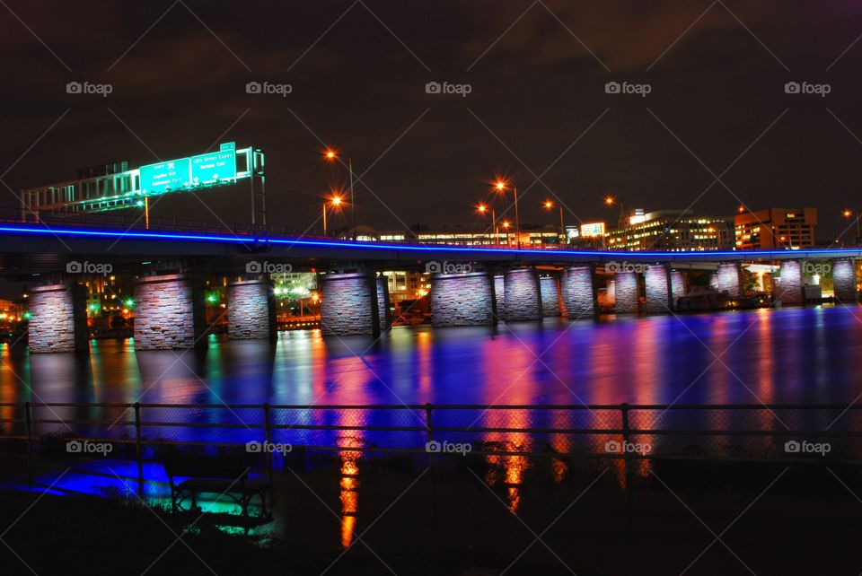 Bridge, Evening, Dusk, Reflection, Water