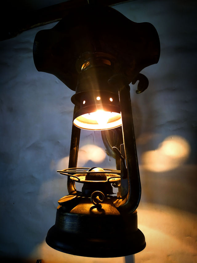 Oriental shades.  Black lantern that glows