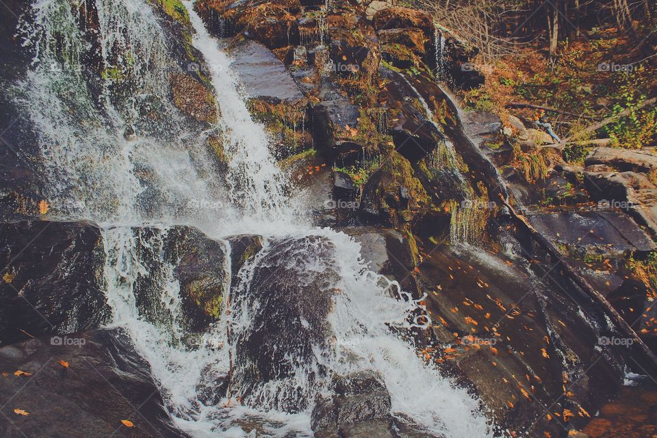 Waterfall on top of rocks