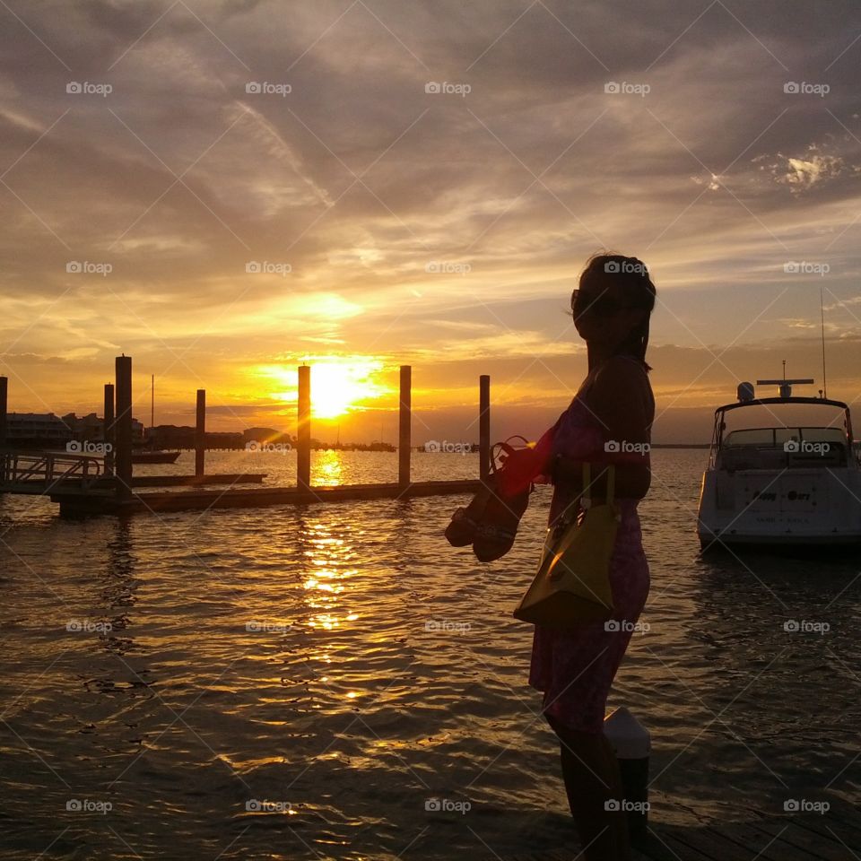 Girl and sunset