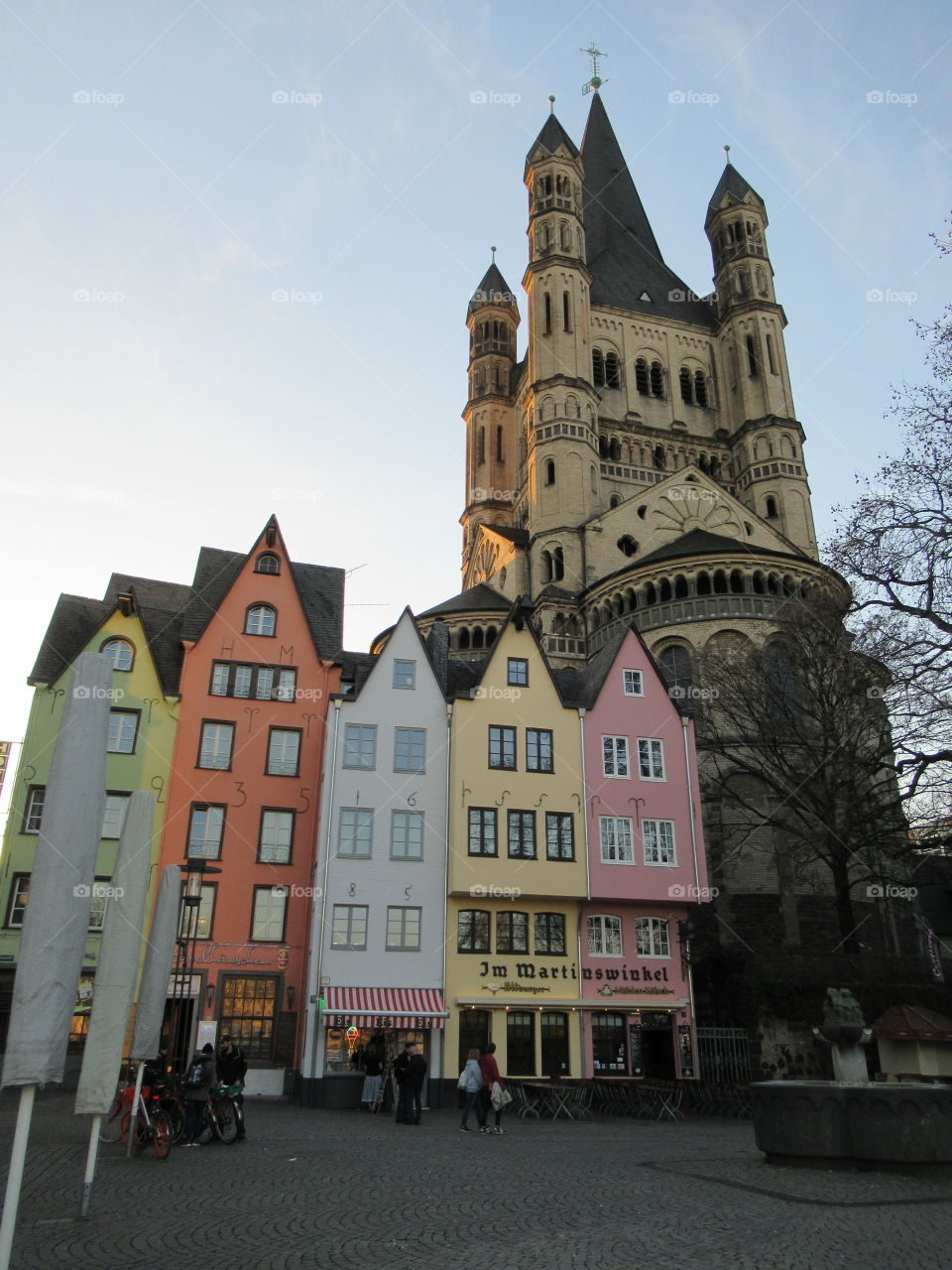 Old town of cologne with st Martin church in the background