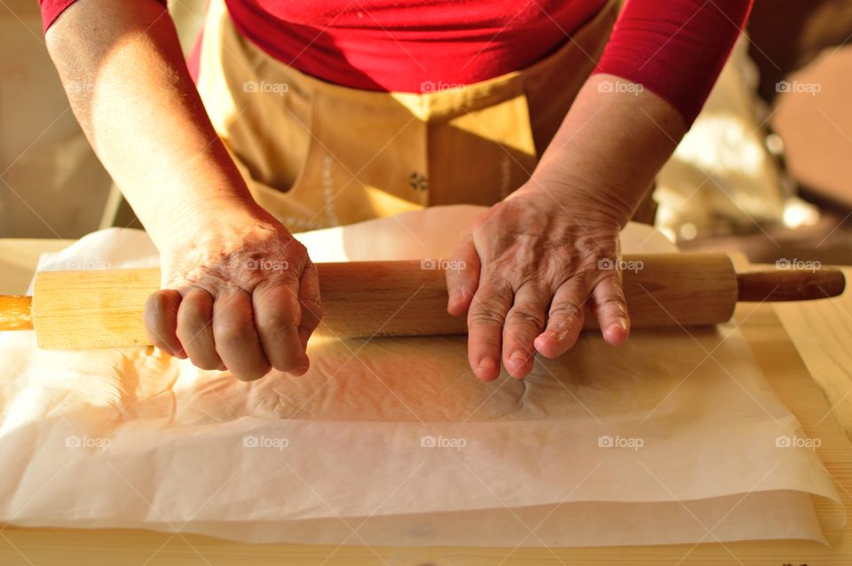 hands of my grandmother making cookies