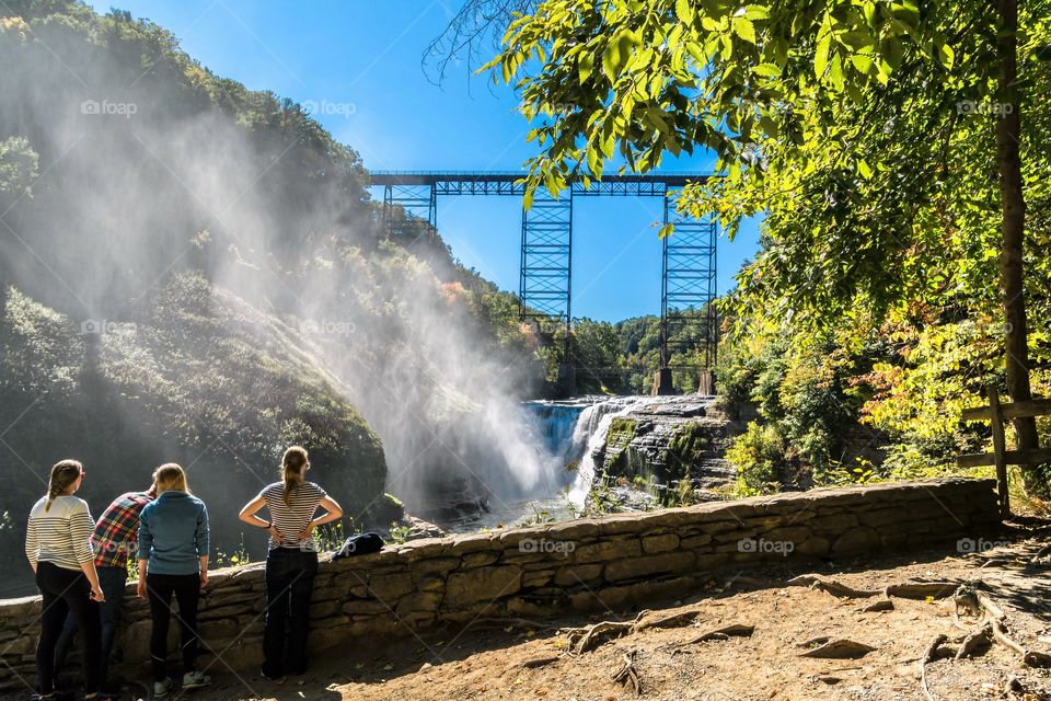 People watching waterfall