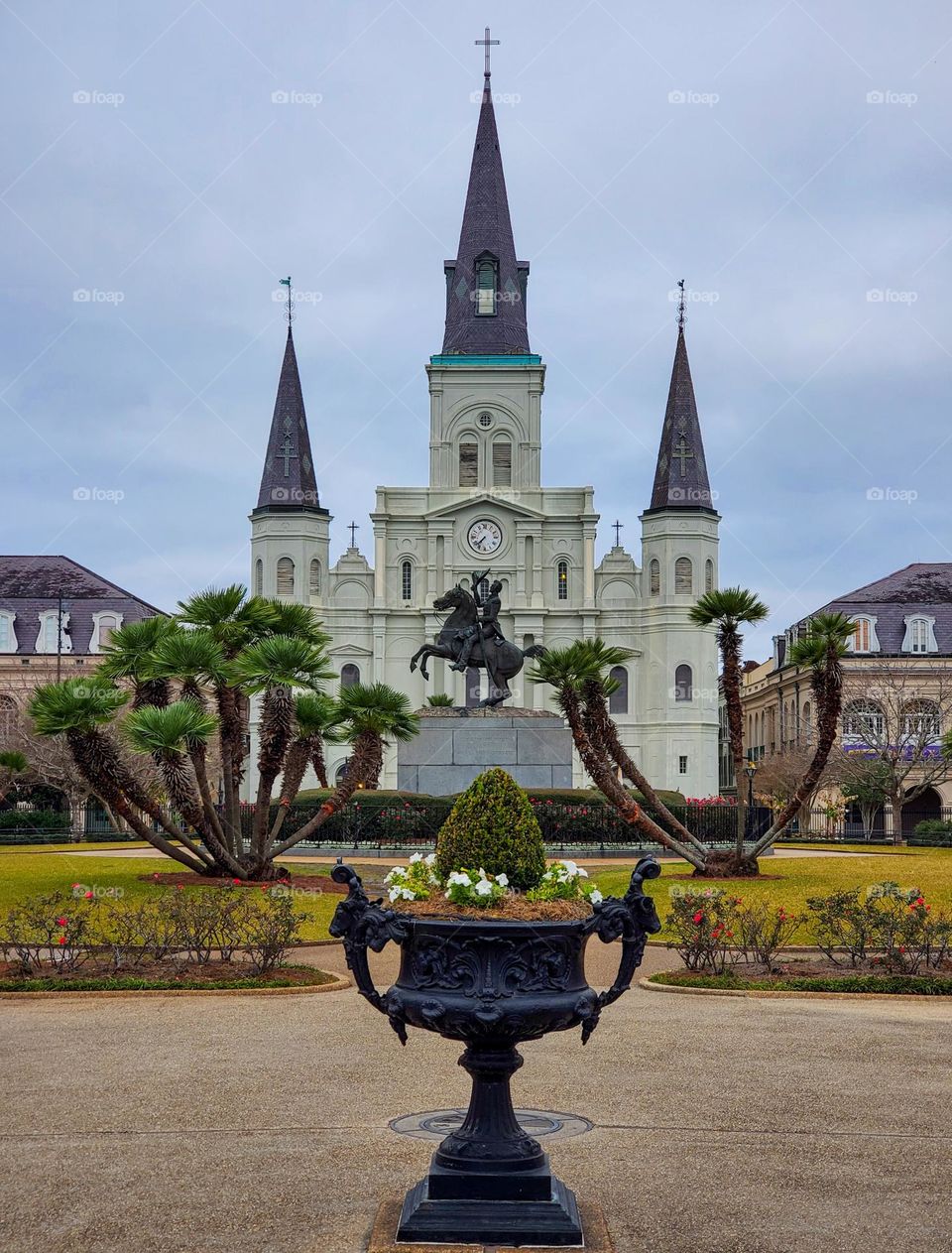 Triangular roof spires highlight this famous landmark building in New Orleans Louisiana