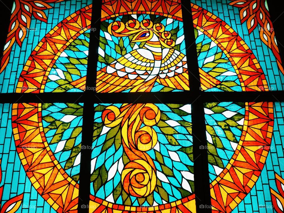 multicolored stained-glass windows