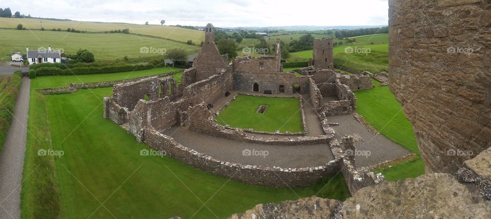 Scotland ruins. Aerial photo of ruins of Scotland's oldest monestary.