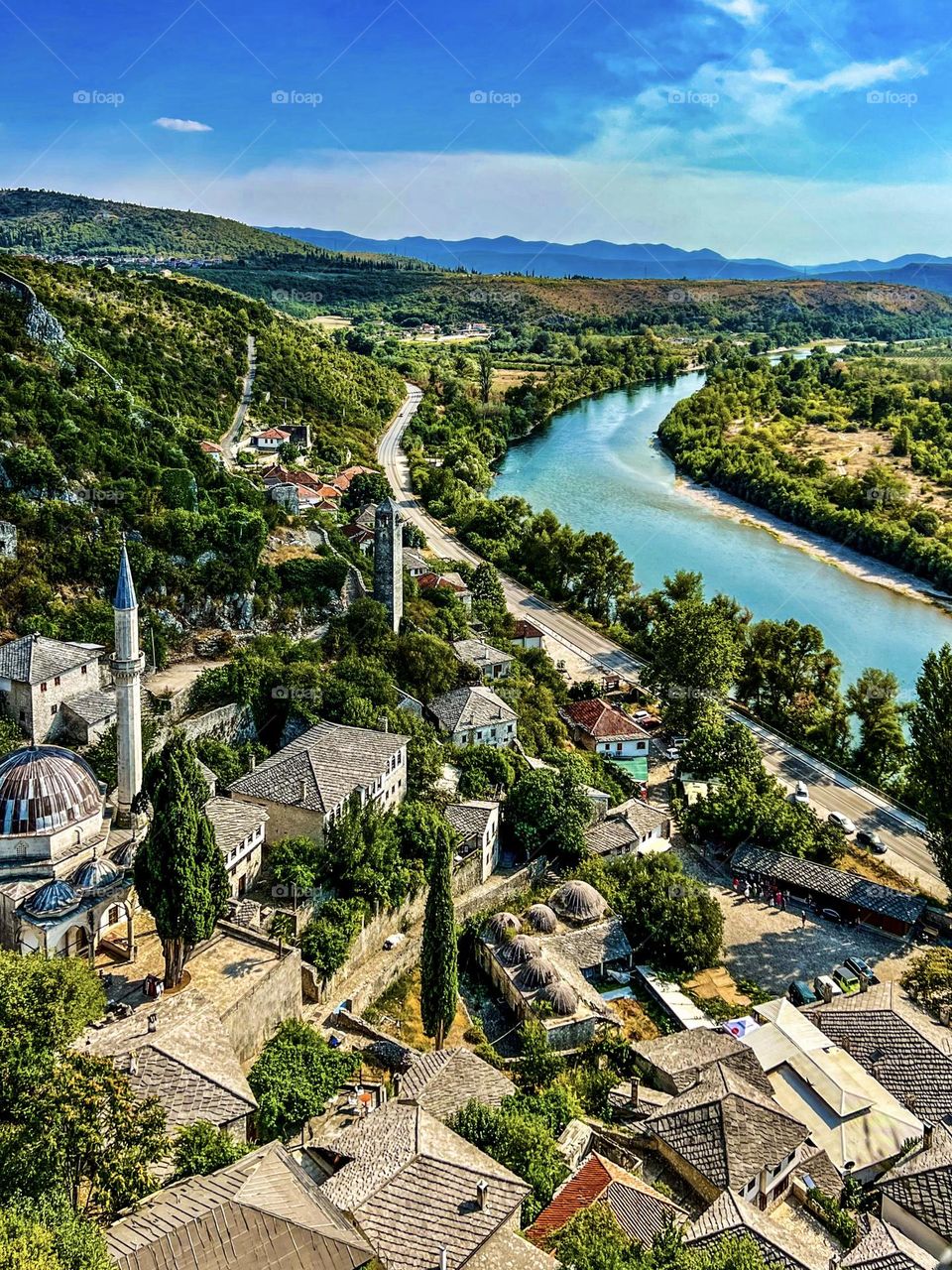 Panoramic View over Počitelj and Neretva River