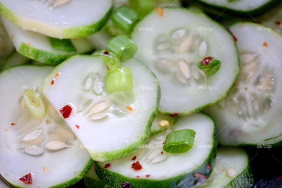 Cucumber Salad With Red Pepper And Green Onions