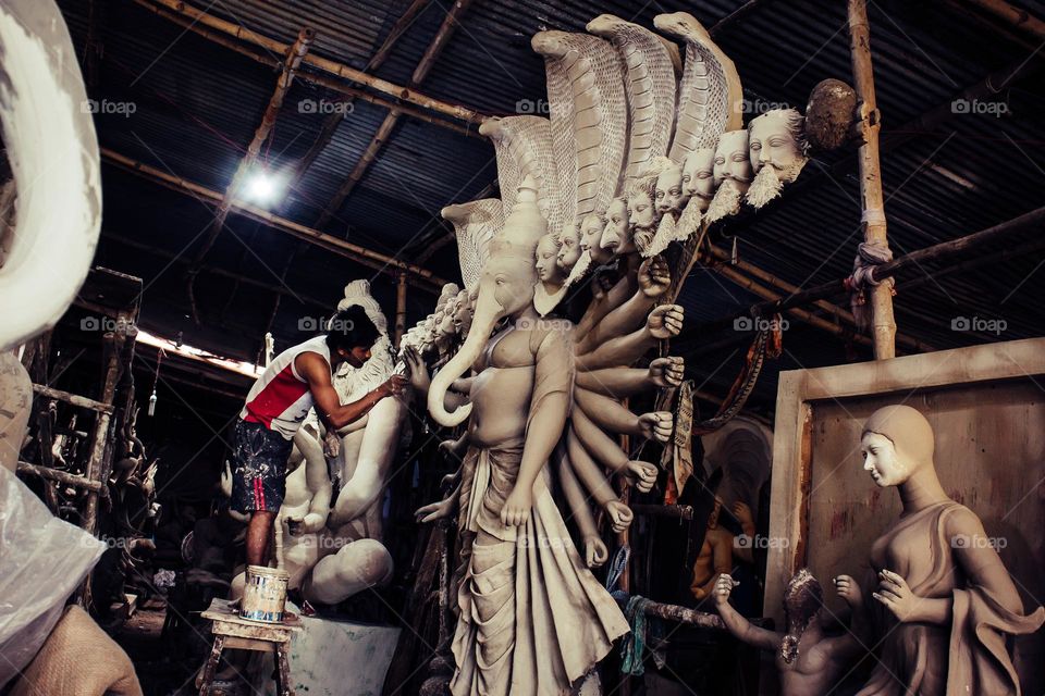 Lord Ganesha Statue making for Ganesh Utsav festival