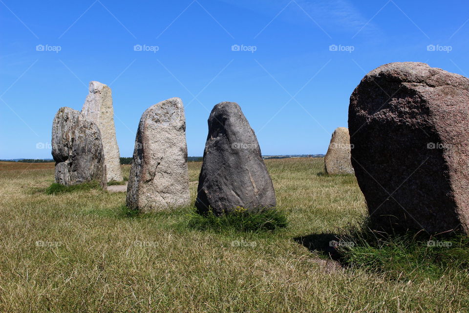 Sweden,skane, kaseberga, Row of ancient stones