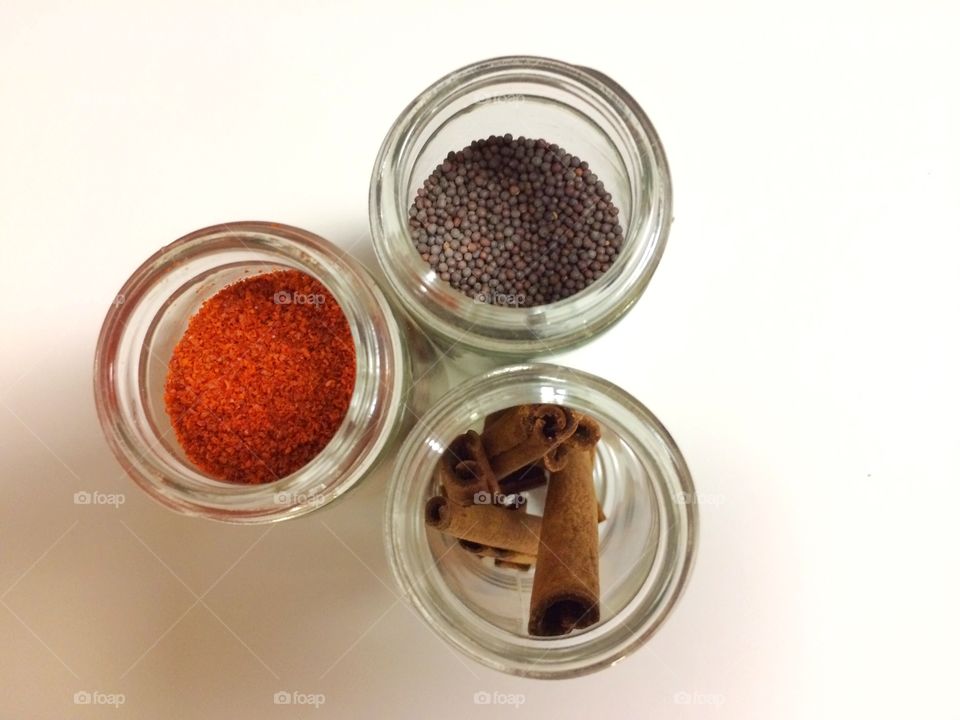 Variety condiments in glass jars