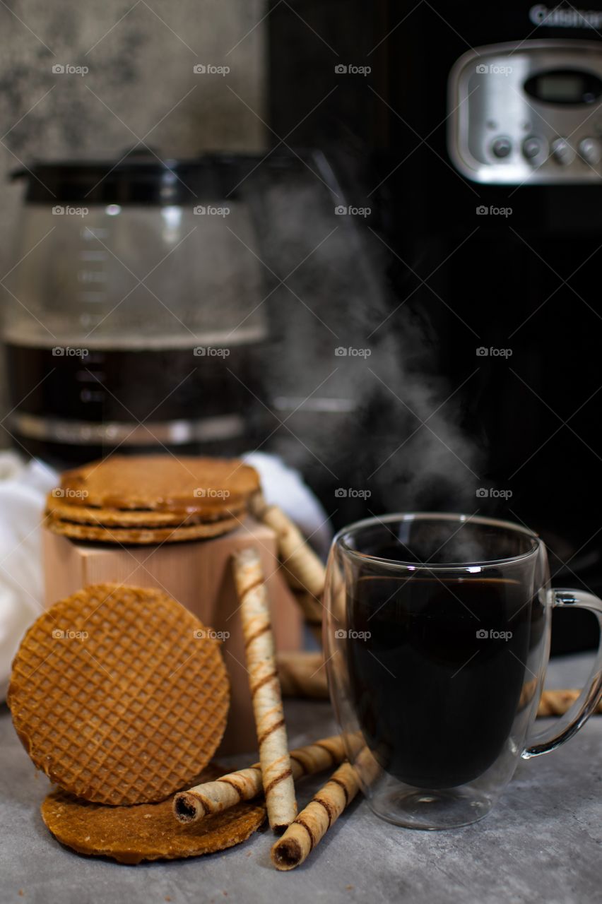 Been wanting to have a coffee photo in my portfolio. Finally! I was able to come up with something. My favorite coffee, with my favorite food along side my coffee in my favorite coffee maker!