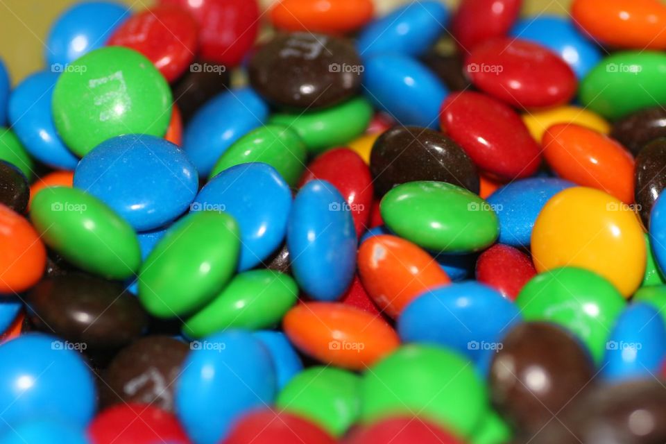 M and M's. A pile of multicoloured  M&M's