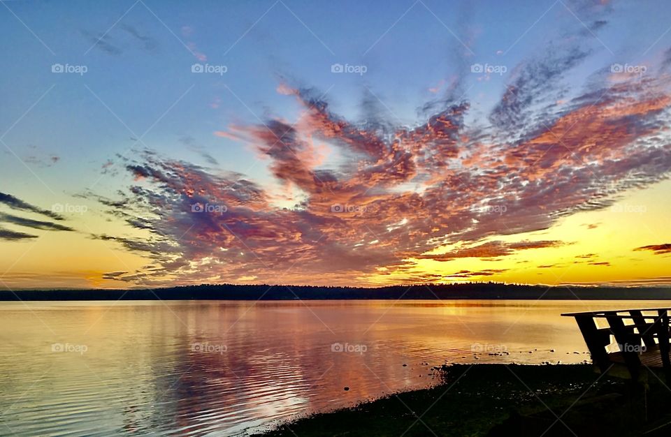 Foap Mission “Red”! Stunning Red And Yellow Sunrise Over The Puget Sound In The Pacific Northwest!