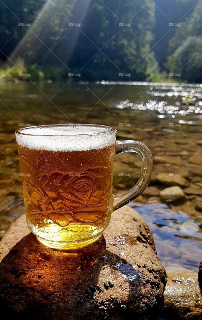 beer by the mountain river