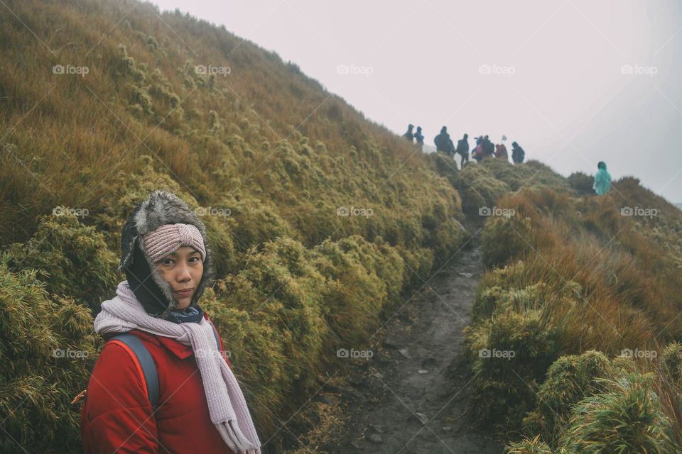 hiking into the summit