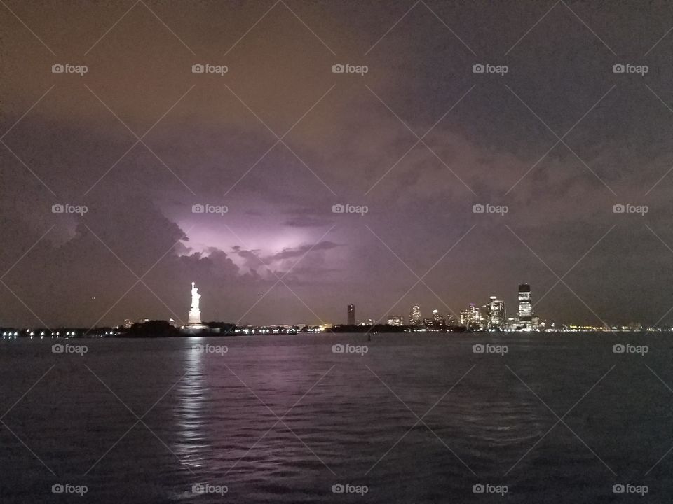Lightning over Lady Liberty