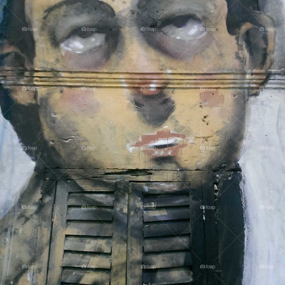 Georgetown, Penang Graffiti Head with Shutter Neck