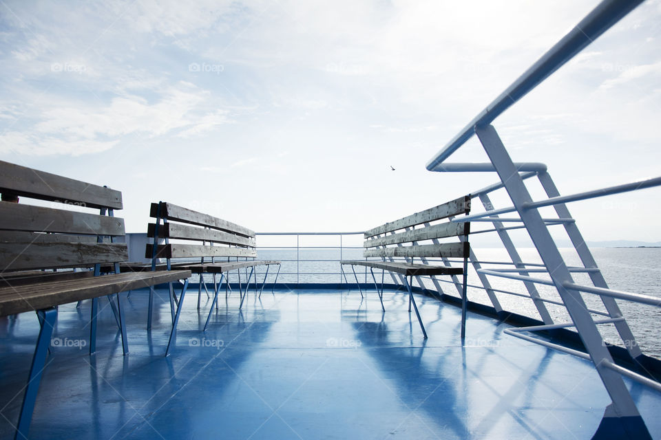 roof of ferry boat. roof terrace on ferry boat