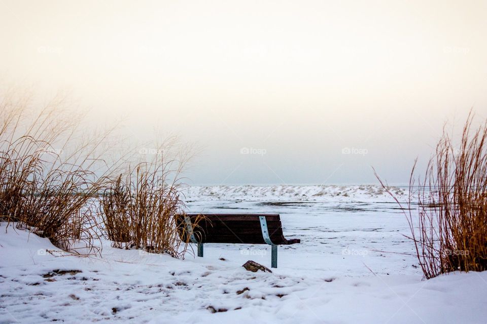 Winter at Presque Isle. View from the shore at Presque Isle State Par
